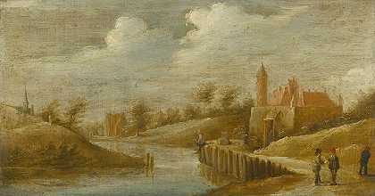 《小河边有城堡的风景》，作者是年轻的戴维·特尼尔斯的追随者