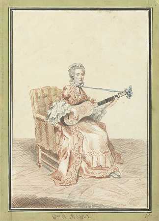 《蒙坦维尔夫人肖像》，路易斯·卡洛吉斯·卡蒙泰尔弹吉他