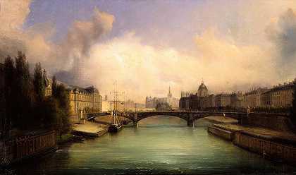 “塞纳河和Ile de la Cité，从皇家桥上看