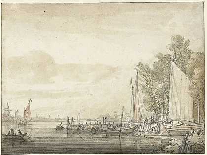 艾尔伯特·库普（Aelbert Cuyp）的《河中码头上的船》