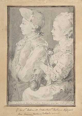 “日耳曼·奥古斯丁和玫瑰·德·圣奥宾，由他们的叔叔加布里埃尔·德·圣奥宾绘制