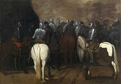 安妮洛·法尔科内的《骑兵在夜景中》