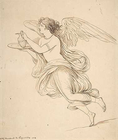 大卫·皮埃尔·吉奥蒂诺·亨伯特·德·苏弗维尔的《一个天使在盘子上拿着一个水壶》