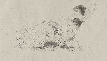 多梅尼科·莫雷利（Domenico Morelli）的《艺术家的女儿Eleonora躺在长沙发上》