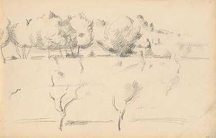 保罗·塞尚的《树木风景》