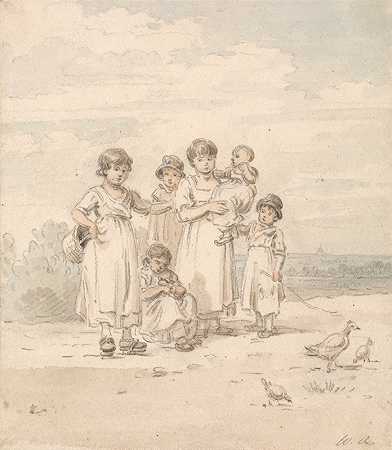 威廉·亚历山大（William Alexander）的《一群英国孩子圣保罗的远眺》（Group of English ChildrenDistant View of St.Paul）