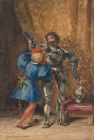 《戈茨·冯·贝里琴根身穿盔甲》，作者：佩奇·乔治，作者：尤金·德拉克罗瓦