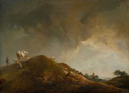 Johann Christian Brand的“山上的牛羊风景”