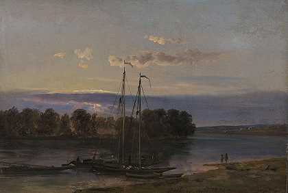 约翰·克里斯蒂安·达尔的《日落时的易北河》