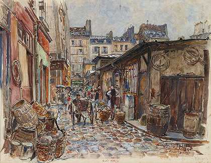 “红色儿童市场，西侧，雨中，1907年。