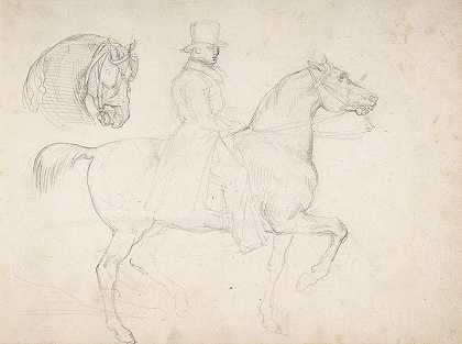 Théodore Géricault的《马背上的人与马头研究》