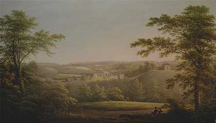 《Easby Hall and Easby Abbey with Richmond，Yorkshire in the Background》，作者乔治·库特（George Cuitt the Elder）