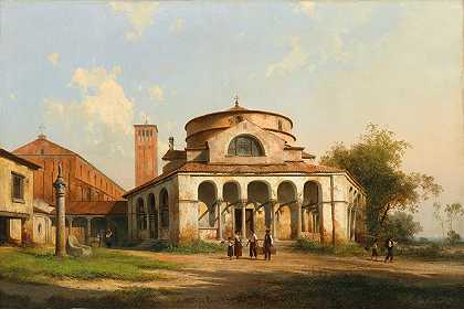 朱塞佩·卡内拉（Giuseppe Canella）的《托尔塞洛和圣福斯卡大教堂，托尔塞罗，威尼斯》