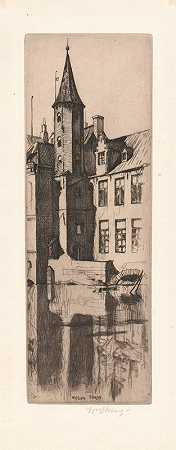 威廉·斯特朗（William Strang）的《来自弗拉芒场景布鲁日玫瑰码头》（Quay of the Rosary，Bruges）