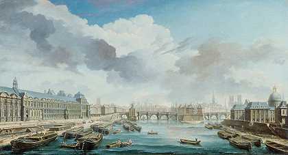 “卢浮宫、新桥和四个国家学院，现在是法国学院，从皇家桥上看，尼古拉斯·让-巴蒂斯特·拉古内