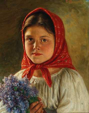 瓦西里·蒂莫费耶维奇·蒂莫菲耶夫的《一束丁香花的女孩》