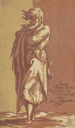 约翰·斯基普《男性圣徒站立，双臂折叠，面向左侧》