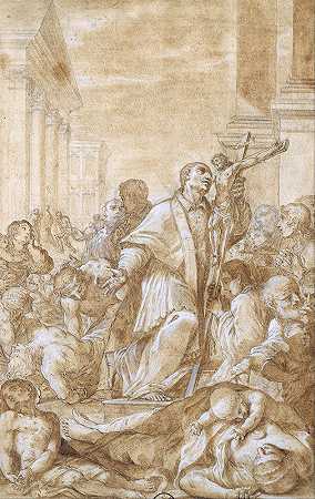 《瘟疫患者中的圣卡洛·博罗梅奥》作者：贝内德托·卢蒂