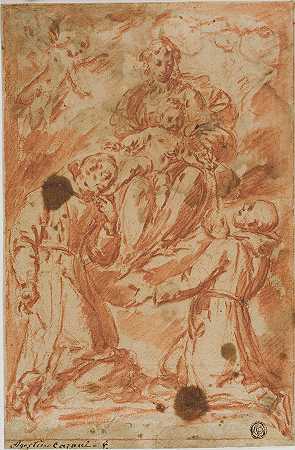 贝尔纳多·斯特罗齐（Bernardo Strozzi）的《两位僧侣圣徒崇拜的光荣圣母和圣子》（Virgin and Child in Glory）