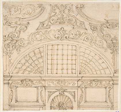 Giovanni Battista Foggini的“半圆窗墙立面上半部分设计”