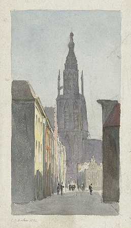 Carel Jacobus Behr的《布雷达的Grote Kerk街景》