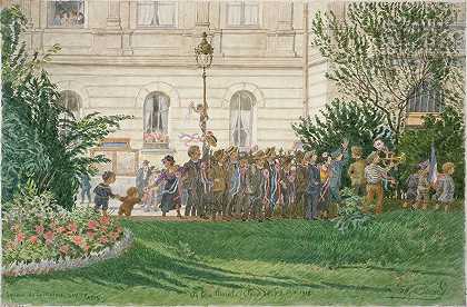 1918年9月8日，费利克斯·布拉德在第14区市政厅广场举行的小游行