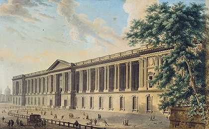 “卢浮宫的柱廊，大约1800年，在费伊兰特的露台上。
