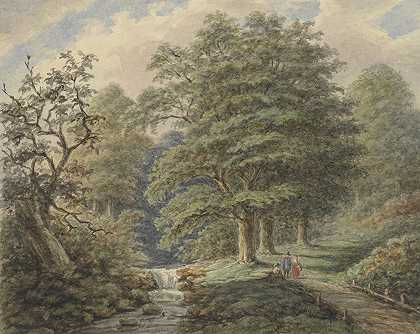 “森林风景与瀑布，源自马蒂斯·马里斯的约翰·伯纳德·科伦贝克（Johann Bernard Klombeek）