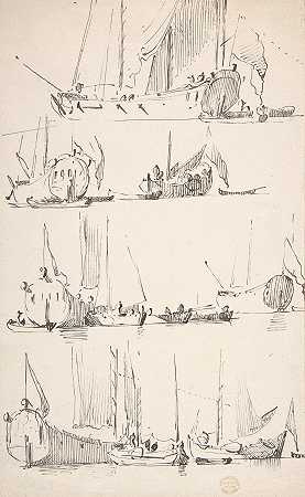 年轻的威廉·范·德·维尔德的《船与船的研究》