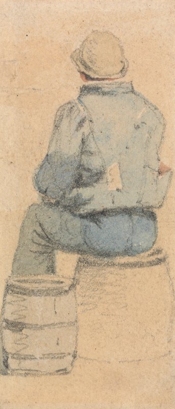 塞缪尔·普劳特从后面看到的一个坐着的农民男孩