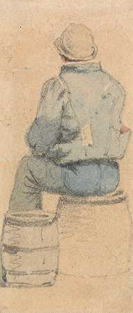塞缪尔·普劳特从后面看到的一个坐着的农民男孩