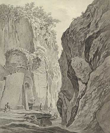 Daniël Dupré的《在索伦托附近的峡谷中划船的人物》