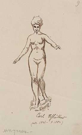 “一个裸体女人。根据斯坦尼斯瓦夫·怀斯皮安斯基（Stanisław Wyspiański）的卡尔·施吕特尔（Carl Schlüter）雕塑创作的素描