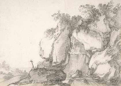 弗朗索瓦·范·克尼伯根的《灌木丛生的岩石》