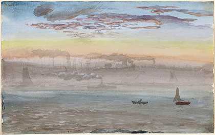 查尔斯·德·沃尔夫·布朗内尔的《东河，日出》