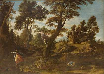 弗朗西斯科·科萨的《天使出现在夏格面前并带她到井边的风景》