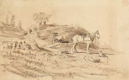 科内利乌斯·瓦利的《一匹马在拉拽》