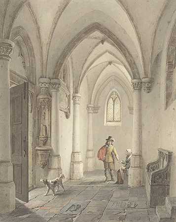 乔治·吉利斯·范·哈宁（Georg Gillis van Haanen）的《教堂内部男子向乞丐施舍》