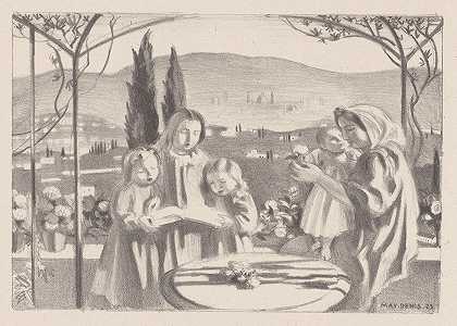 莫里斯·丹尼斯（Maurice Denis）的《意大利风景与母亲、孩子和三个唱歌的女孩》