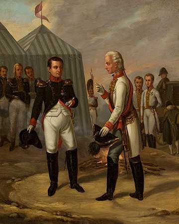 亚历山大·斯坦基维奇的《奥斯特利茨战役后的拿破仑和弗朗西斯二世》
