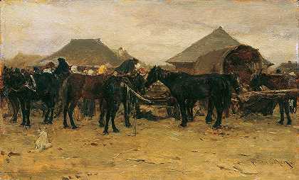 奥古斯特·冯·佩滕科芬（August von Pettenkofen）的《索尔诺克一世的马市场》