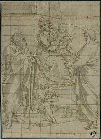 巴托洛梅奥·塞西（Bartolomeo Cesi）的《圣约翰福音传道者和婴儿施洗者的神圣家庭》
