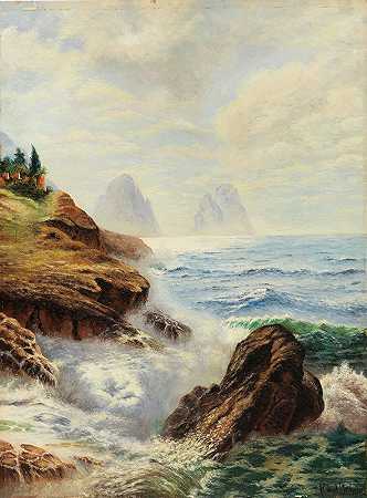 卡尔·西奥多·博姆（Karl Theodor Boehme）在伊斯基亚海岸俯瞰法拉利奥尼岩石