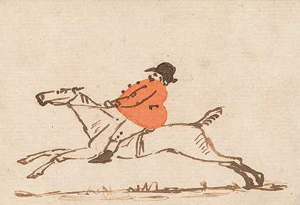 约瑟夫·克雷哈尔的《马与骑手：骑在奔驰的马上的强壮猎人》