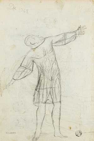 克劳德·路易·德斯莱斯的《伸出双臂的站立男子素描》