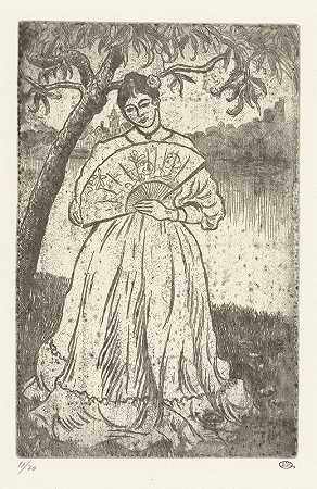 卢西安·皮萨罗的《带扇子的女人》