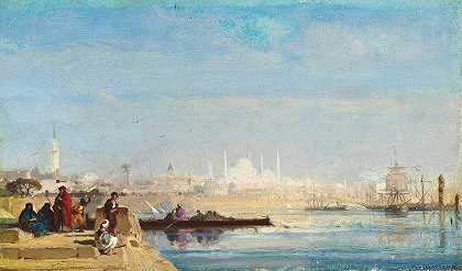亨利·杜维厄（Henri Duvieux）在伊斯坦布尔博斯福鲁斯（Bosphourus）码头上等待的土耳其人