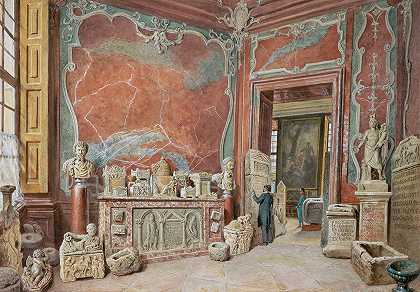 年轻的卡尔·戈贝尔（Carl Goebel）的《古董大理石橱柜》（The Marble Cabinet with Antiques）