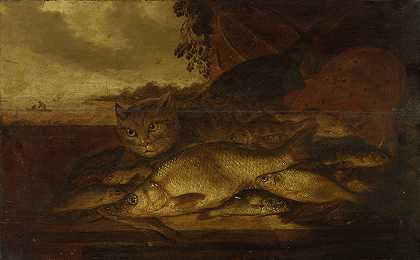 Pieter de Putter的《静物猫与鱼》