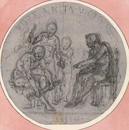 “奖章设计康科迪亚·维克里克斯（Concordia Victrix），作者：休伯特·弗朗索瓦·格雷夫洛特（Hubert François Gravelot）